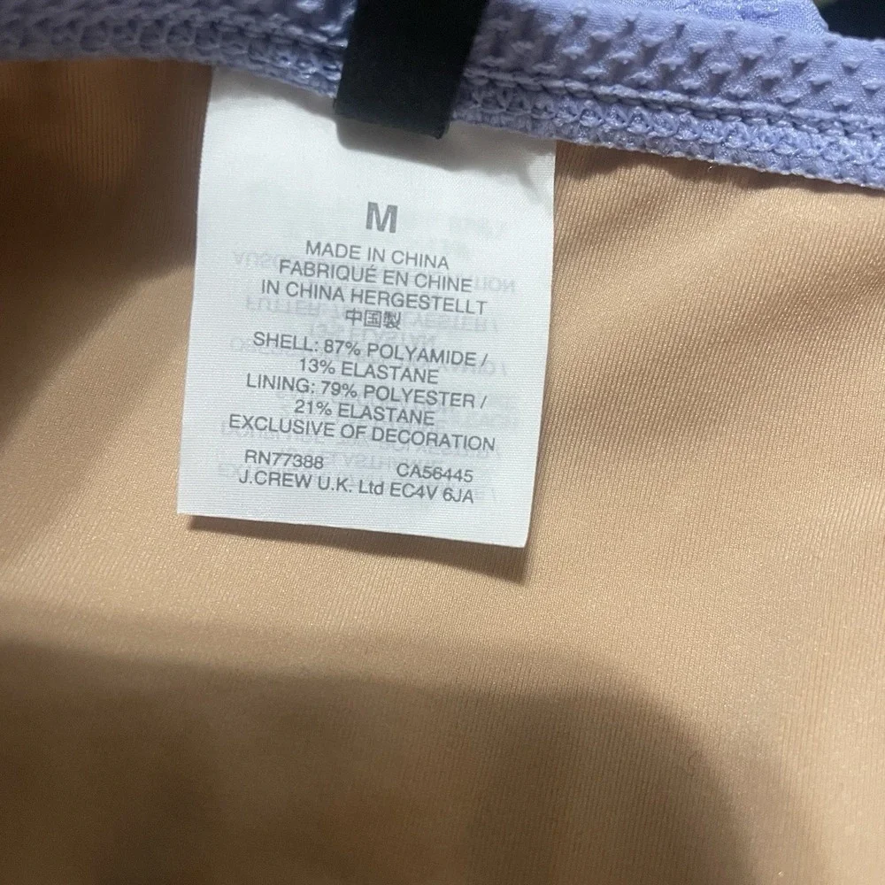 J. Crew High‎ Waist One Arm Top Ruffle Rickrack Bikini Set Blue Size S/M Preppy